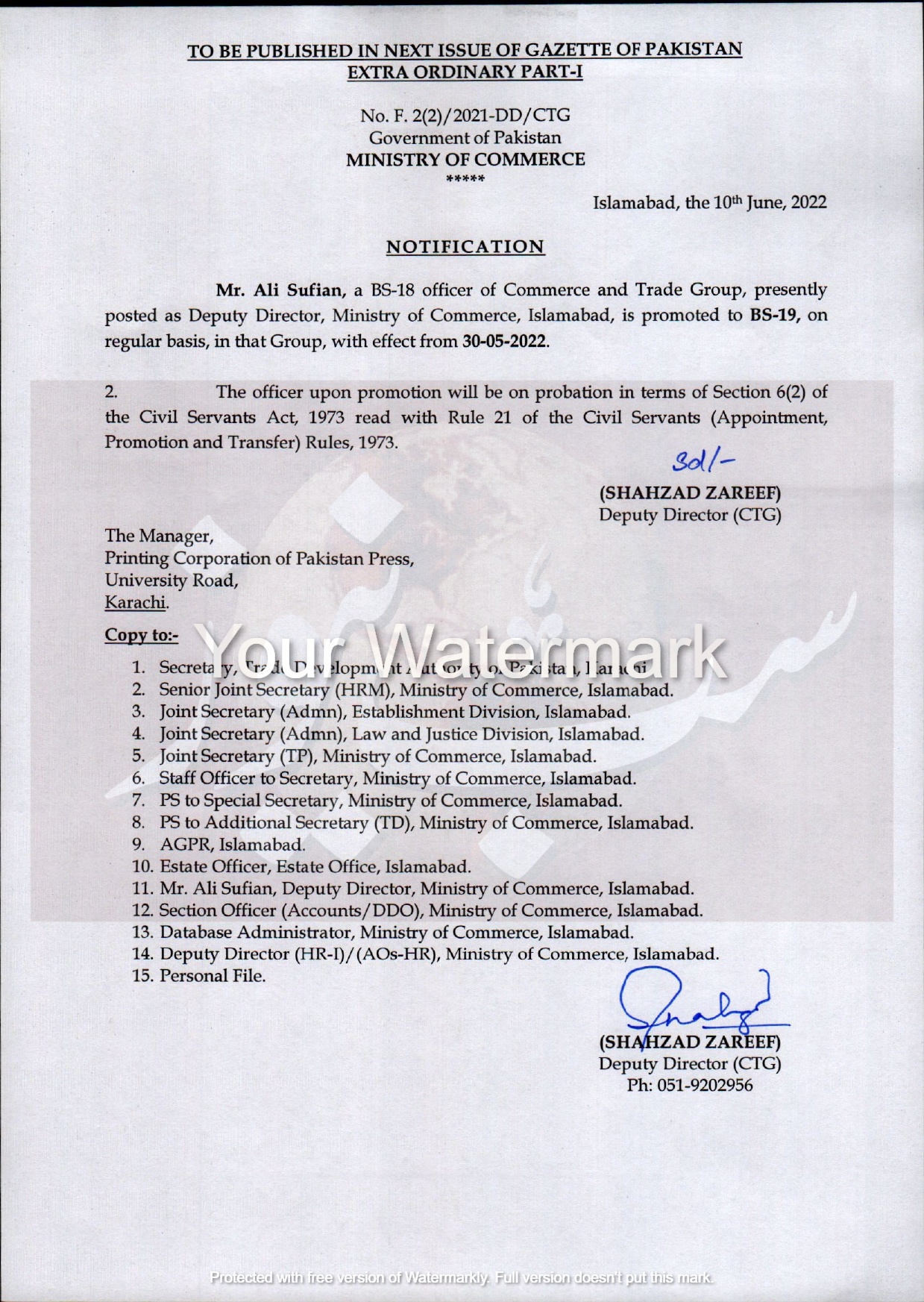 Notfication of BS 18 officers promoted to BS 19 page 0001