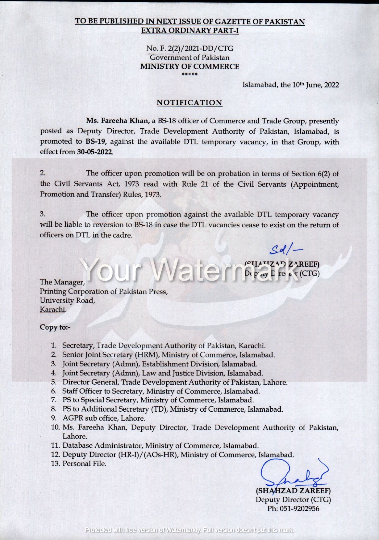 Notfication of BS 18 officers promoted to BS 19 page 0009