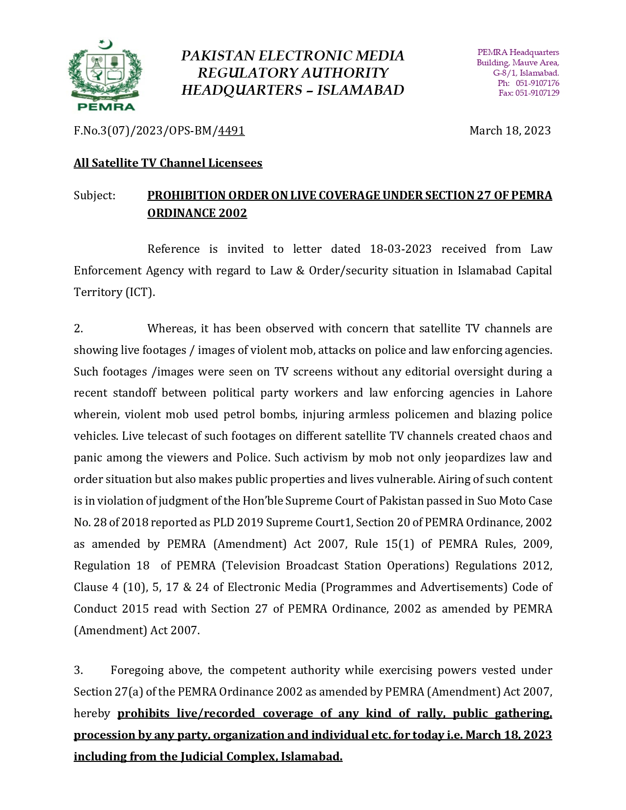 Prohibition Order 18 03 2023 page 0001
