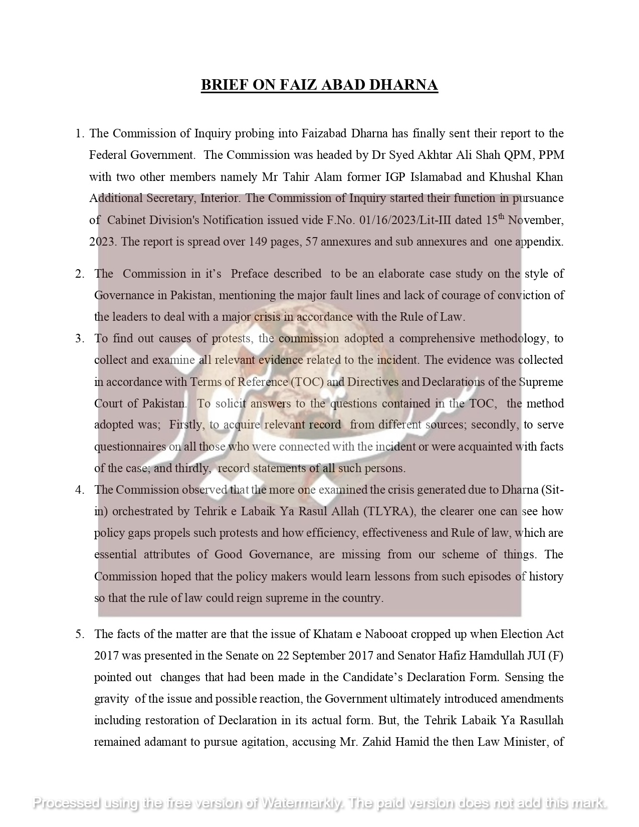 Brief on Faiz Abad Dharna Dated page 0001