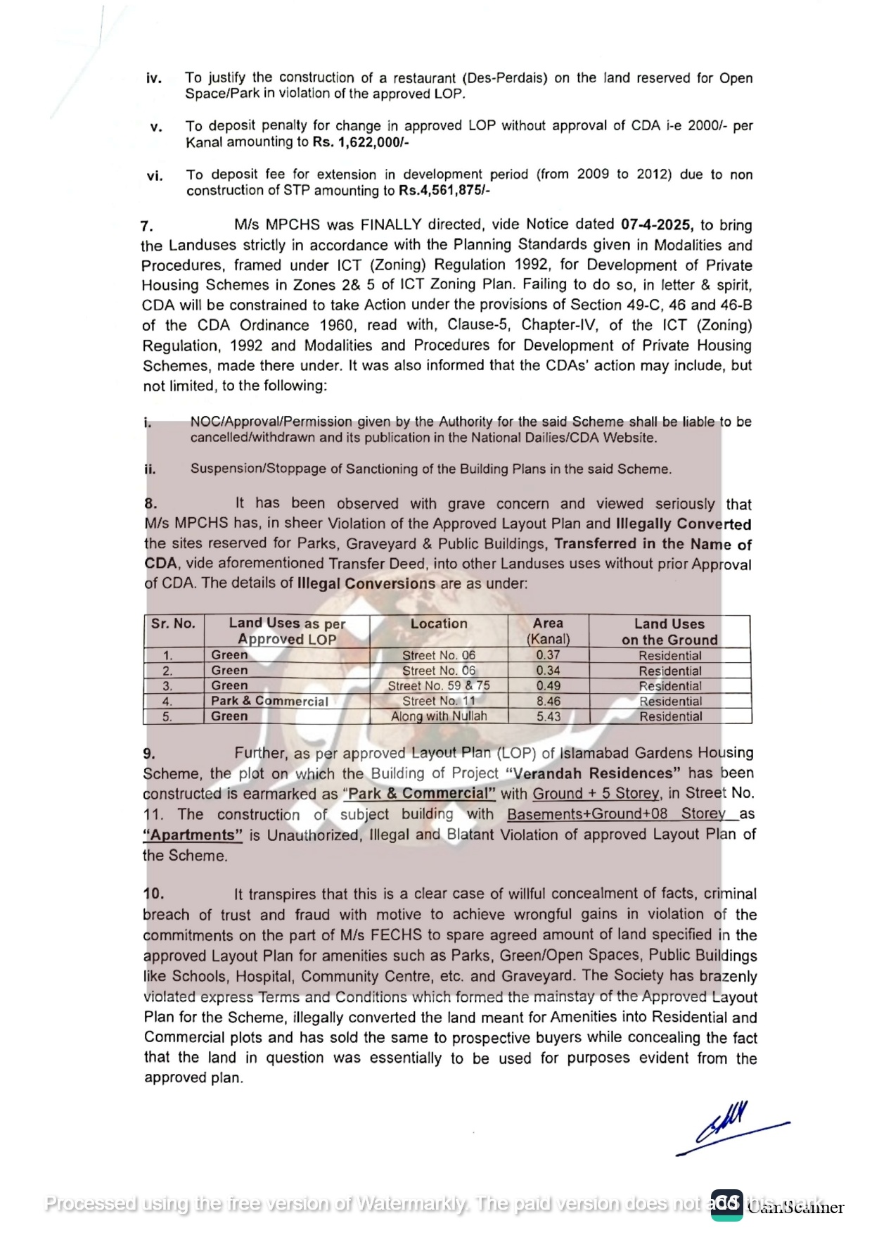 LOP Cancellation Islamabad Gardens E 11 page 0003