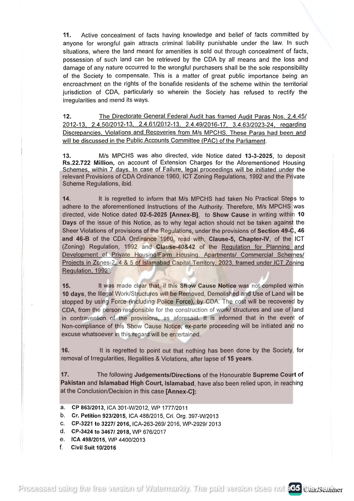 LOP Cancellation Islamabad Gardens E 11 page 0004